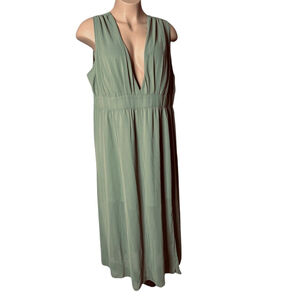 Womens Green‎ Deep V-Neck Dress Plus Size 4XL Slit Party Cocktail